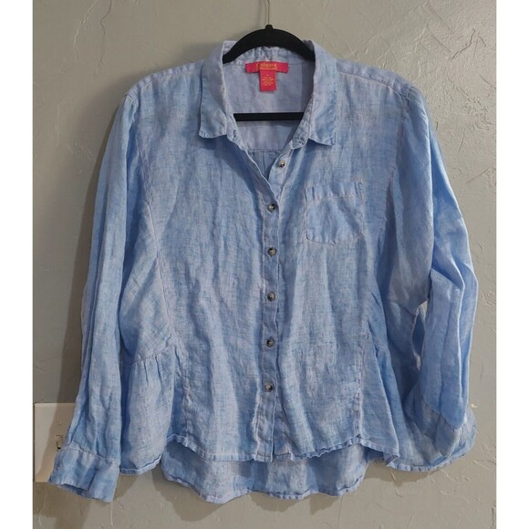 Catherine Tops, Women XL, 100% Linen, Blue, Pretty, 22 Inch Of Armp To Armp. - Picture 1 of 11